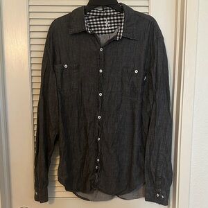 Casual Charcoal Button-Down Shirt for Men